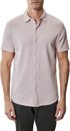Robert Barakett Booker Short Sleeve Knit Button-Up Shirt in Coral at Nordstrom Rack, Size Xx-Large