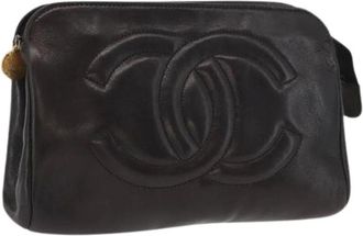 Chanel Pre-owned Clutches, female, Black, Size: ONE SIZE Pre-owned Leather Clutch