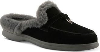 Spring Step Gistel Faux Fur Trim Mule in Black Suede at Nordstrom, Size 10.5-11Us