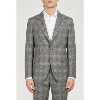 Brunello Cucinelli Medium Grey Plaid Tailored Suit, Brand Size 48 (US Size 38)