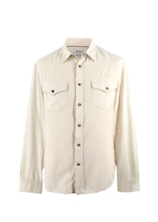 Brunello Cucinelli Cream Button-down Cotton Shirt Size M
