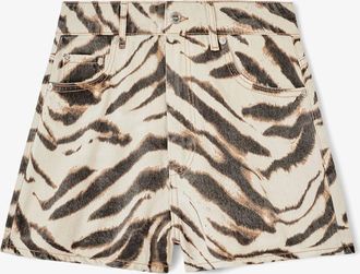 Ganni White Shorts in Zebra Denim - Size 24W/33L Organic Cotton