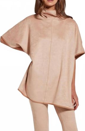 Lyss&eacute; Womens Velveteen Reversible Suede Poncho In Beige