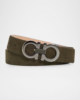 Ferragamo Men & apos;s Gancini Adjustable Leather Belt