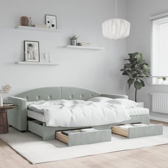 vidaXL Vidaxl - Sof&aacute; Cama Nido Con Cajones Terciopelo Gris Claro 80x200 Cm