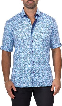 Maceoo Galileo Marthy Short Sleeve Button-Up Shirt in White at Nordstrom, Size 8