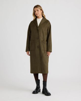 NVLT Womens Faux Suede Coat with Shawl Collar
