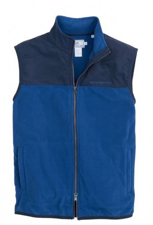 Southern Tide Mens Navigational Fleece Vest In Blue Lake