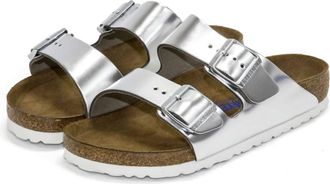 Birkenstock Womens Arizona Soft Footbed Sandals In Silver