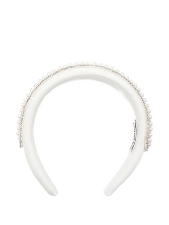 Self Portrait faux pearl-embellished headband - White