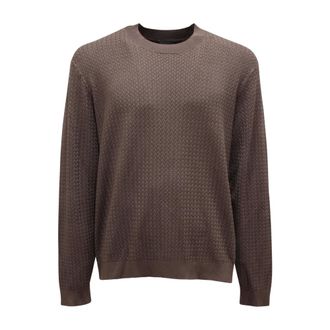 Armani Round-neck Knitwear, male, Green, Size: 2XL Striped Viscose Blend Sweater