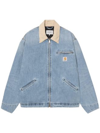 Carhartt Work in Progress Light Blue Denim Jacket with Beige Corduroy Collar