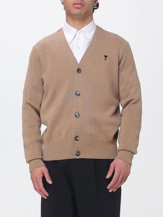 Ami Cardigan in lana con scollo a V e logo ricamato a contrasto