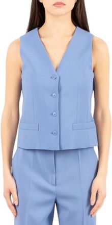 Max Mara Madia Gilet - Dames - Bodywarmers - Blauw - XS - Wol - Jassen