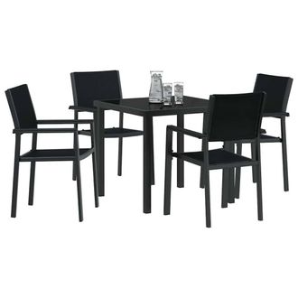 Berkfield Home Modern 5 Piece Garden Dining Set Black Poly Rattan