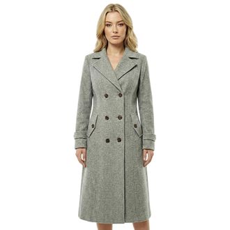 Janisramone Suede Long Trench Coats for Women UK, Elegant Front 6 Buttons with Side Pockets Womens Coats, Classic Lapel Collared Warm Winter Long Cardigan Ladies 
