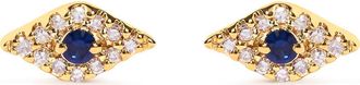 House of Brilliance 10K Yellow Gold Blue Sapphire and Diamond Accent Evil Eye Stud Earring at Nordstrom