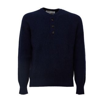 Amaranto Ribbed Knit Sweater with Four-Button Placket and Relaxed Fit