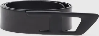 Diesel 4 cm leather belt with metal D buckle - Belts - Unisex - Black