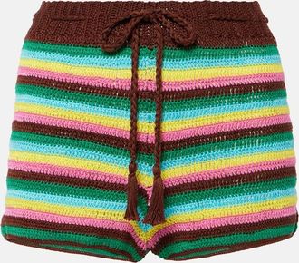 Anna Kosturova Striped crochet cotton shorts
