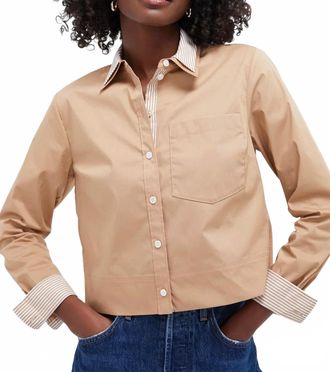 Veronica Beard Maia Double Collar Top In Beige