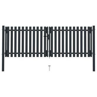 Berkfield Home Double Door Fence Gate Steel 306x150 cm Anthracite