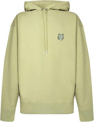 Maison Kitsun&eacute; Katoenen Hoodie met Geborduurde Patch - Heren - Hoodies - Groen - L - Katoen - Hoodies & sweatvesten