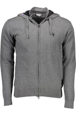 U.S.Polo Association Mens Zipup Knit Hoodie Model - Grey Cotton - Size 2XL
