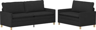 vidaXL Juego De Sof&aacute; 2 Uds. Negro Tela Vidaxl