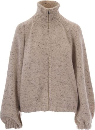 Fabiana Filippi Beige Textured Mock Collar Jacket