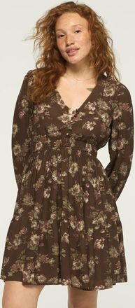 Lucky Brand Womens Long Sleeve Smocked Waist Mini Dress