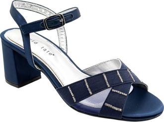 David Tate Cocktail Ankle Strap Sandal in Navy Satin at Nordstrom, Size 10.5