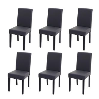 Hhg Hhg - Juego De 6 Sillas De Comedor Silla De Cocina Littau, Polipiel, Gris Mate, Patas Oscuras