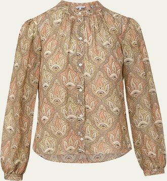 Veronica Beard Ashlynn Long-Sleeve Silk Blouse