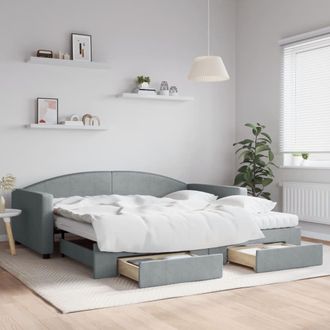 vidaXL Vidaxl - Sof&aacute; Cama Nido Con Cajones Tela Gris Claro 100x200 Cm