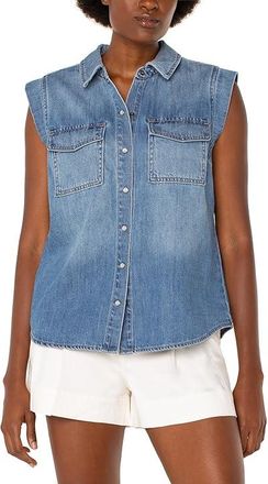 Liverpool L.A. Sleeveless Shirt With Pockets Womens Clothing Polo : LG, Cotton/Rayon