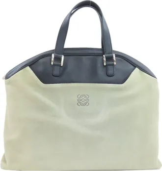 Loewe Navy Leather Suede Tote Bag (Pre-Owned)