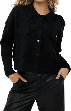 Esqualo Benta 3D Floral Cardigan In Black