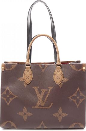 Louis Vuitton Beige Brown Coated Canvas Leather Handbag Tote Bag (Pre-Owned)
