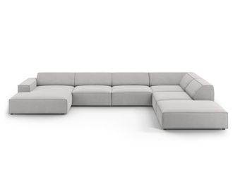 MICADONI Sof&aacute; panor&aacute;mico derecho 7 plazas tela gris claro