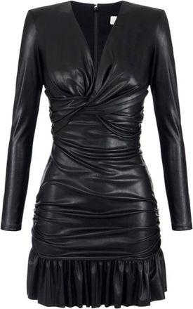 Elisabetta Franchi Mini Jurk - Dames - Feestkleedjes - Zwart - S - Leer - Kleedjes