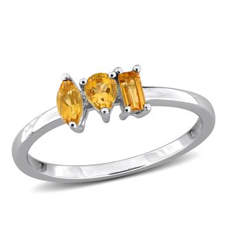 Mimi & Max Multi-Gem Three Stone Ring Sterling Silver