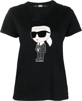 Karl Lagerfeld Ikon organic-cotton T-shirt - women - Organic Cotton - S - Black