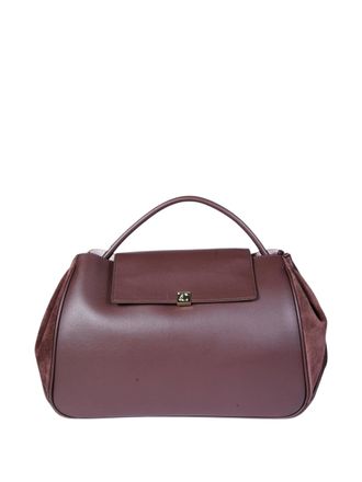 Coccinelle Structured Leather Handbag With Suede-Like Sides And Flap Closure