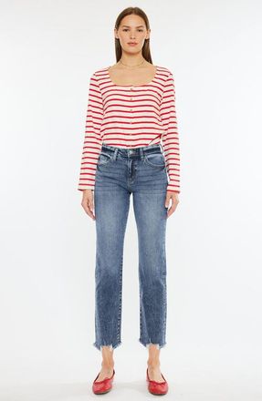 Kancan Kathrine Essentials High Rise Slim Straight Leg Jeans in Dark Wash at Nordstrom, Size 25