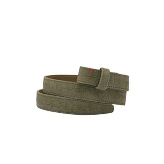 CLARIS VIROT Grijze Parel Krokodil Baby Riem - Dames - Riemen - Groen - S - Leer - Accessoires