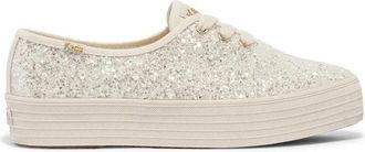 Keds Womens Keds Point Glitter Celebrations Sneaker Cream Platform Shoes ZAP600