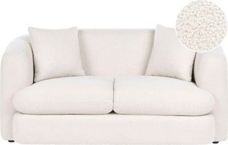 Beliani 2 Seater Sofa Off-White Boucle Upholstery Curved Organic Shaped Sofa Modern Minimalistic Style Living Room HUSBY