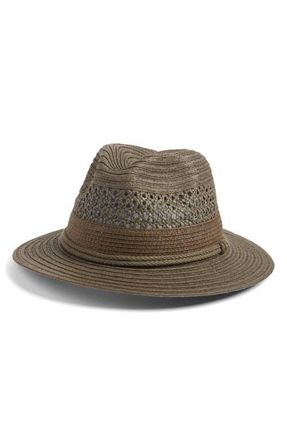 Nordstrom Vented Panama Hat in Green Dark Combo at Nordstrom, Size Large