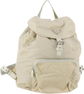 Prada Pre-owned Backpacks, female, Beige, Size: ONE SIZE Pre-owned Vintage Nylon Backpack